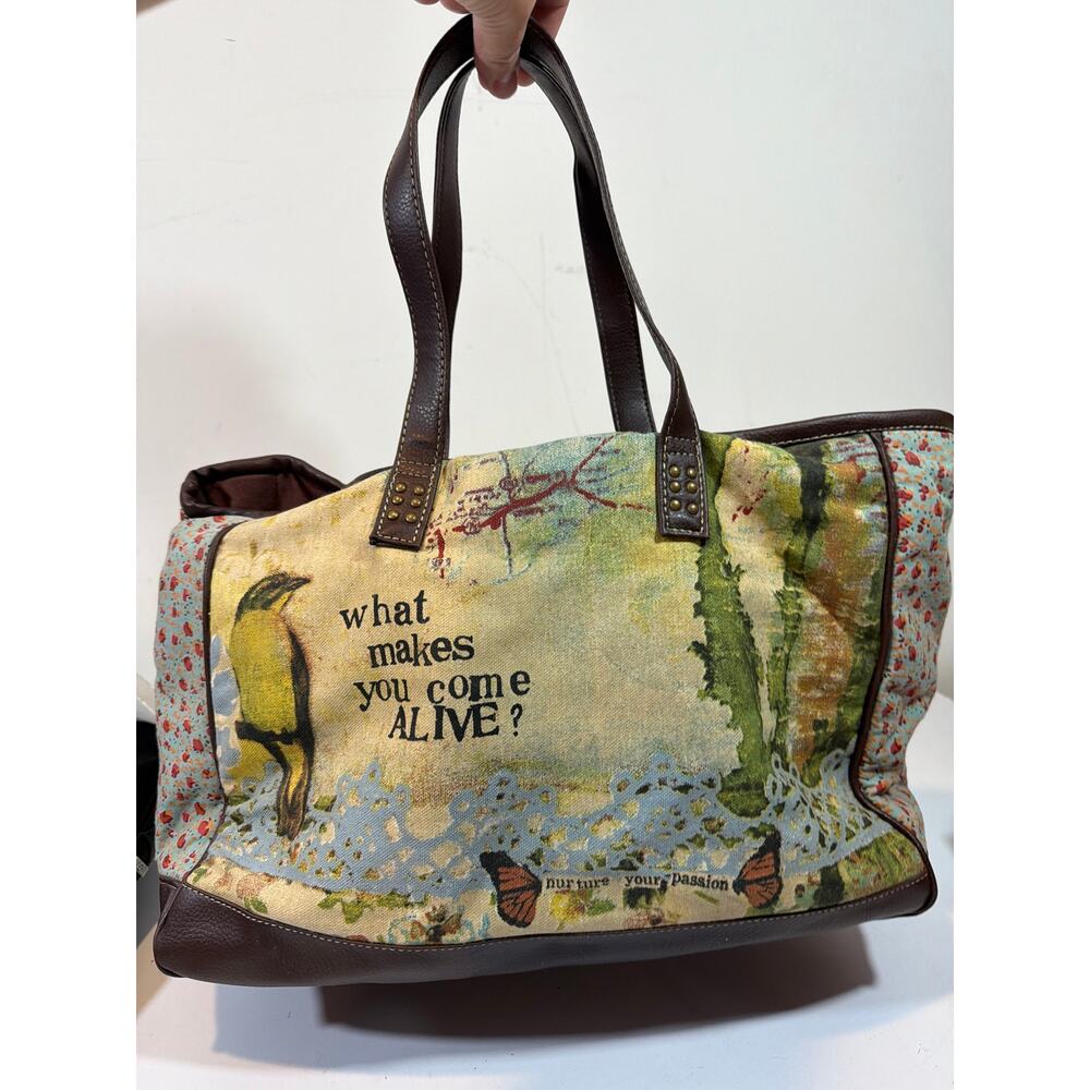 Kelly Rae Roberts Brown Purse Tote What Makes You Come Alive Bird Butterfly